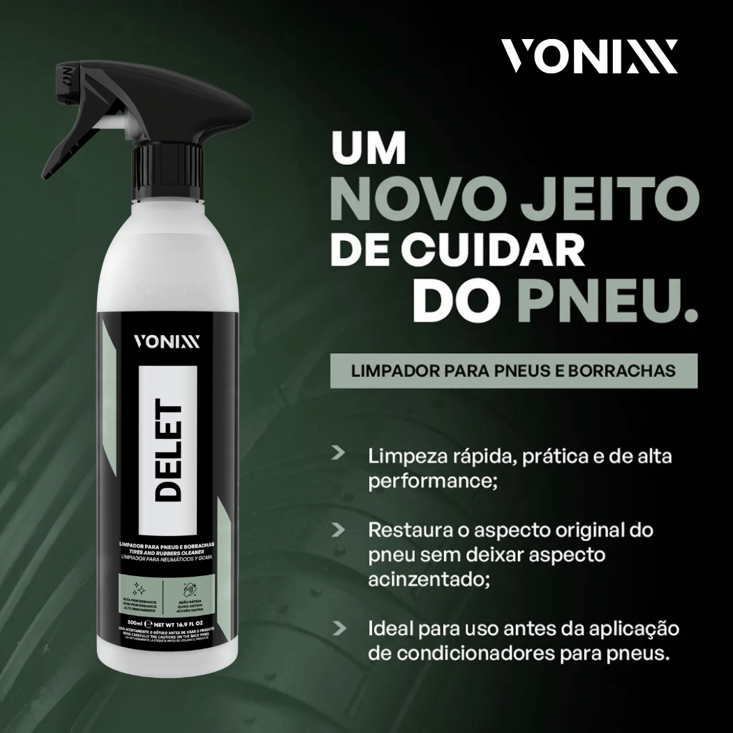 Delet 500ml Limpa Pneu Borracha Plástico Limpador Spray - Imagem 2